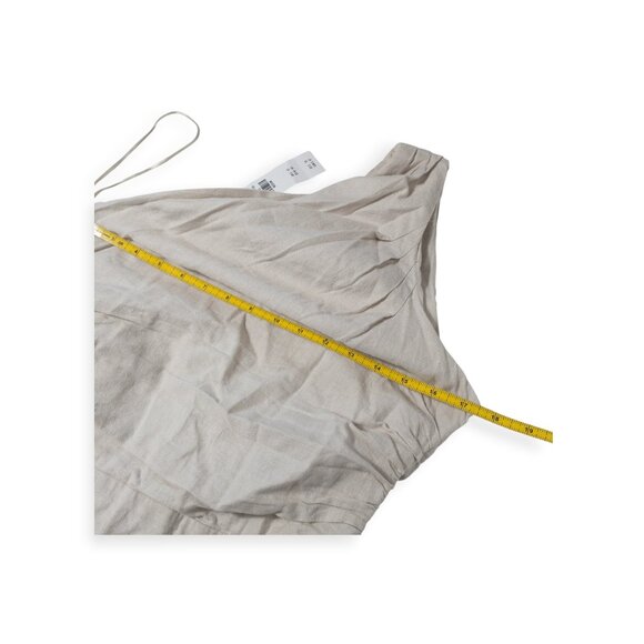 Abercrombie & Fitch Beige Linen Mini Dress SZ M One Shoulder Lined Cocktail Hour - Picture 11 of 12